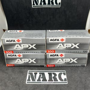 Agfa APX 100 Professional Black White 120mm film expired film auction with 4 films
