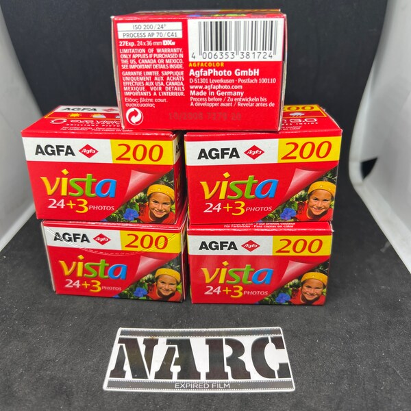 Agfa Vista Plus 200 27 vues, lot de 5 films 35 mm