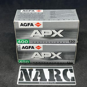Agfa APX 400 Professional Black White 120mm film expired film auction with 2 films