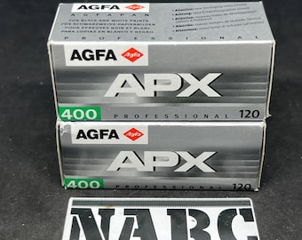 Agfa APX 400 Professional Black White 120mm film expired film auction with 2 films
