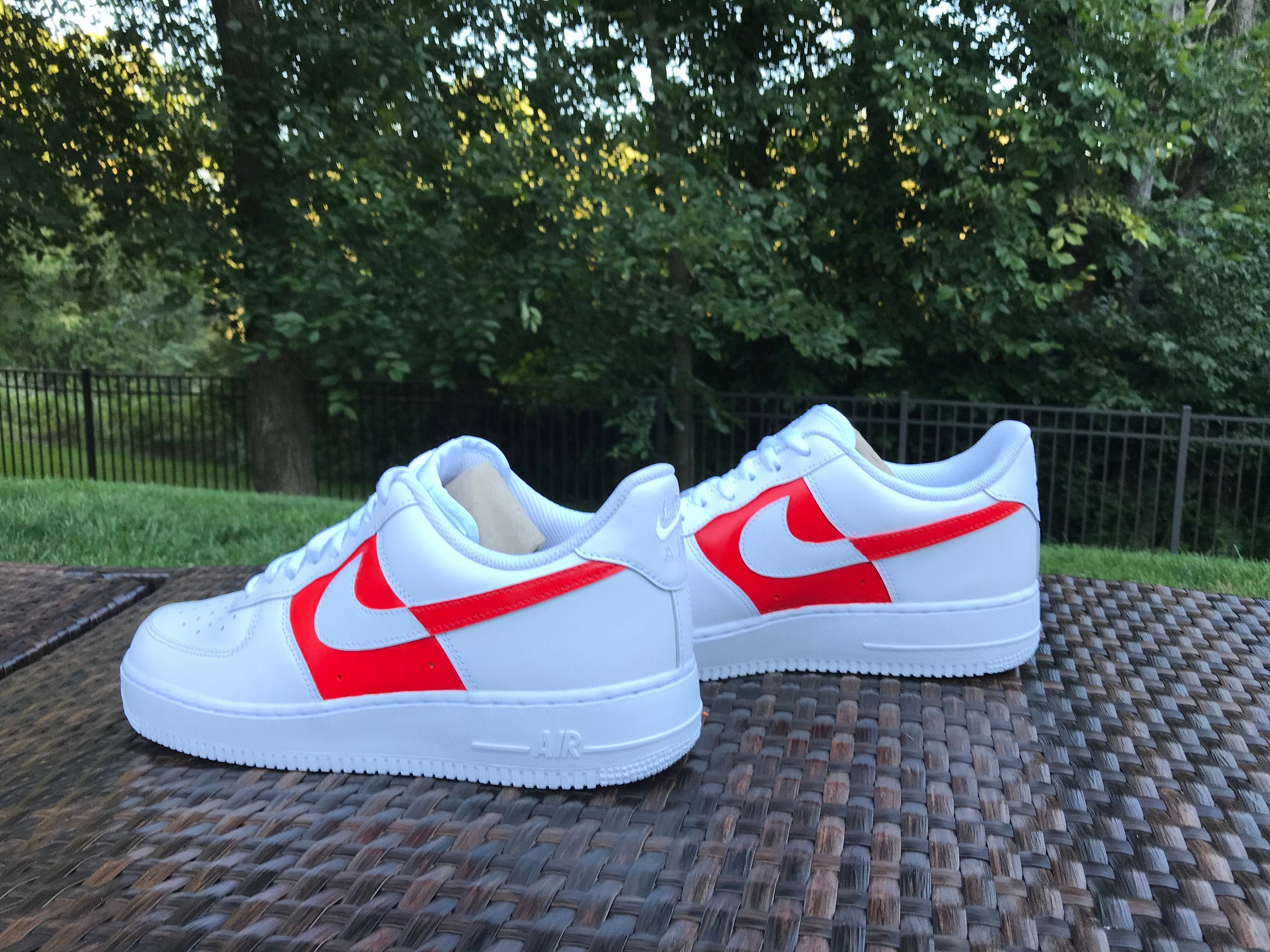 Red Nike Air Force 1 Customsred & White Nike Air Force Ones -  Sweden