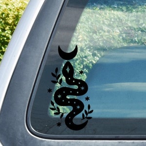 Car Decal Snake Moon Phase, Alternative, Healing Crystals, Witchy Vibes, Celestial, Vinyl Decals
