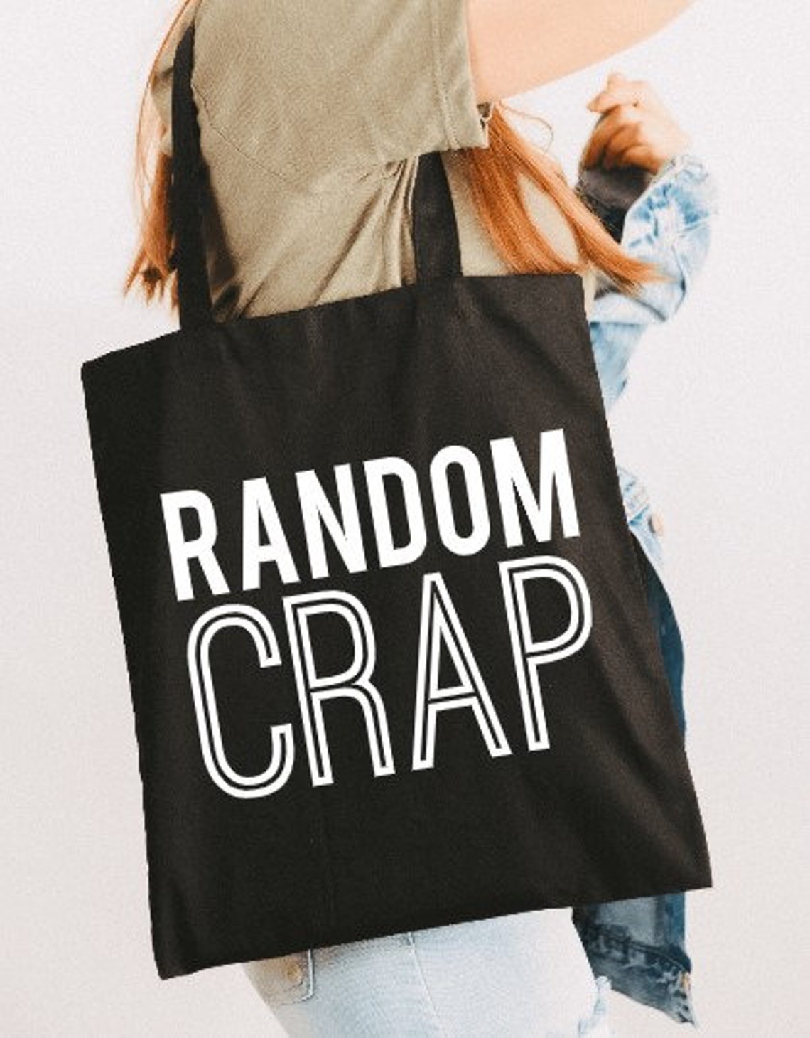 Tote Bag - Random Crap Tote - Black Tote Bags - Funny Bags - Book Bags ...