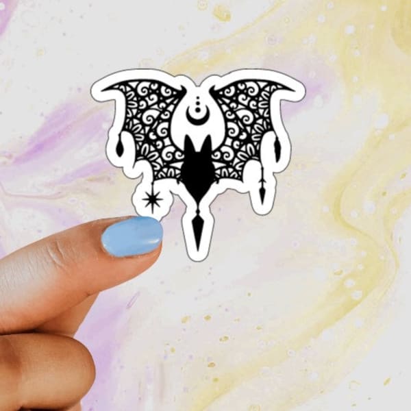 Sticker Ornate Bat Design, Waterproof Stickers, Frickin Bats, Laptop Stickers, Goth Alternative, Tumbler Stickers, Stanley Cup, Witchy Vibes