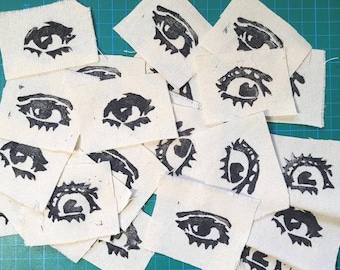 Eye patches! - Sew-on linocut patches!