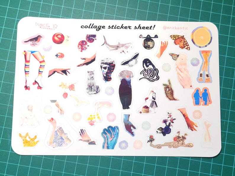 Collage Art Sticker Sheet, 45 Matte Vinyl Decals - Etsy