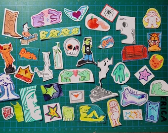 Scrap doodle stickers! Hand drawn custom or mystery waste-reducing vinyl sticker pack!