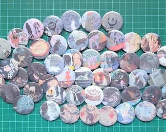 More Art Pins!! - pinback buttons featuring original art