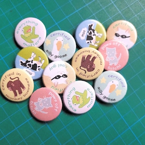Mischievous Creatures - Handmade Pinback Buttons featuring Original Art