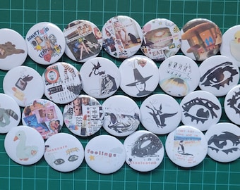 Even More Art Pins!! - pinback buttons featuring original art