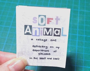 Fanzine de animales de peluche - mini fanzine de arte collage + ¡pegatina de regalo!