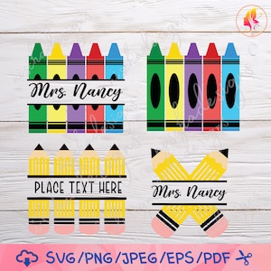 Crayon Monogram SVG, Back to School Svg,Teacher Crayon svg SVG files for cricut / Instant Download Fot Cricut Design Space