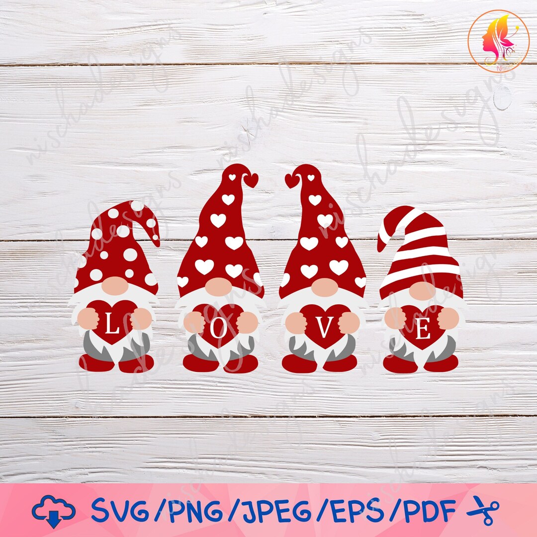 Valentine Day Svg/ Valentine Gnome Svg / Love Svg | Valentines Svg, Cut ...