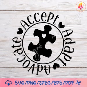 Accept Adapt Advocate Autism SVG Svg  files for cricut / Instant Download Fot Cricut Design Space