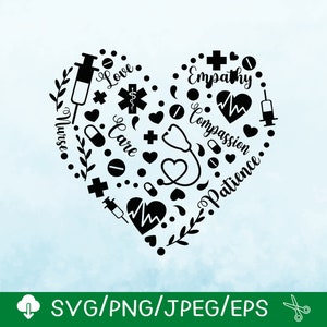 Infermiera Heart Svg, Infermiera SVG, file Svg per cricut / Download istantaneo per Cricut Design Space