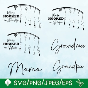 Hooked On Daddy SVG: Apellidos, archivos Cricut (descarga digital)