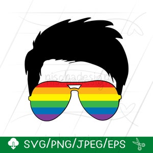 Może przedstawiać: Sylwetka osoby z krótkimi, kolczastymi włosami w tęczowych okularach przeciwsłonecznych typu aviator.