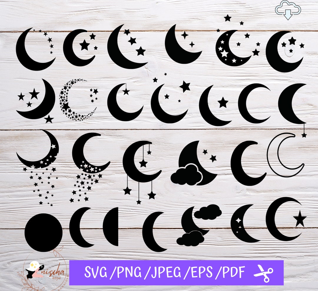 Split Moon Svg Moon Phases SVG Bundle , SVG Files for Cricut / Instant Download Fot ...