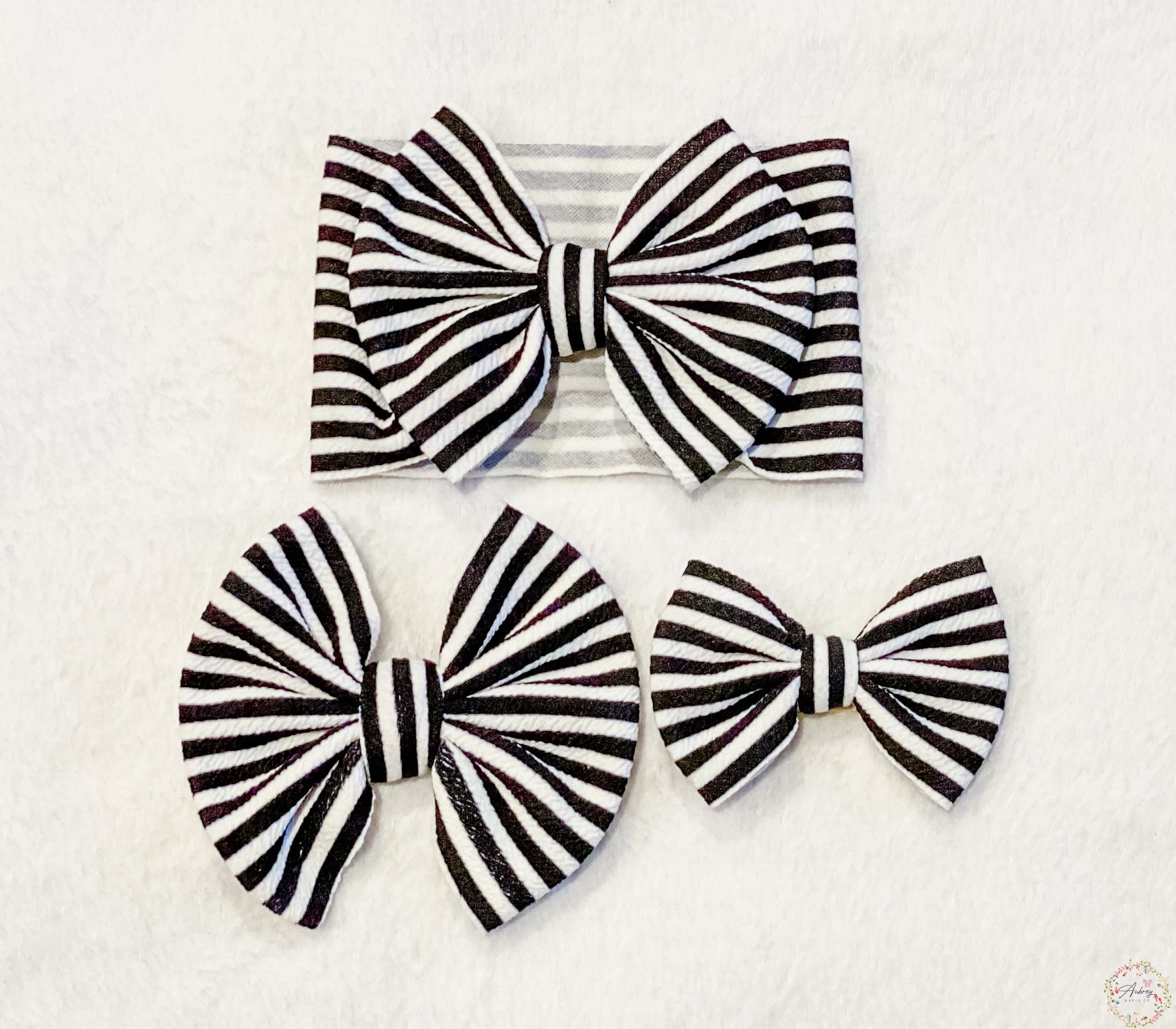 Black and White Stripe Bow Black and White Striped Head Wrap | Etsy