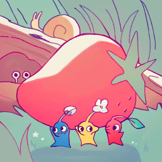 Strawberry Pikmin 5x5 Print Etsy