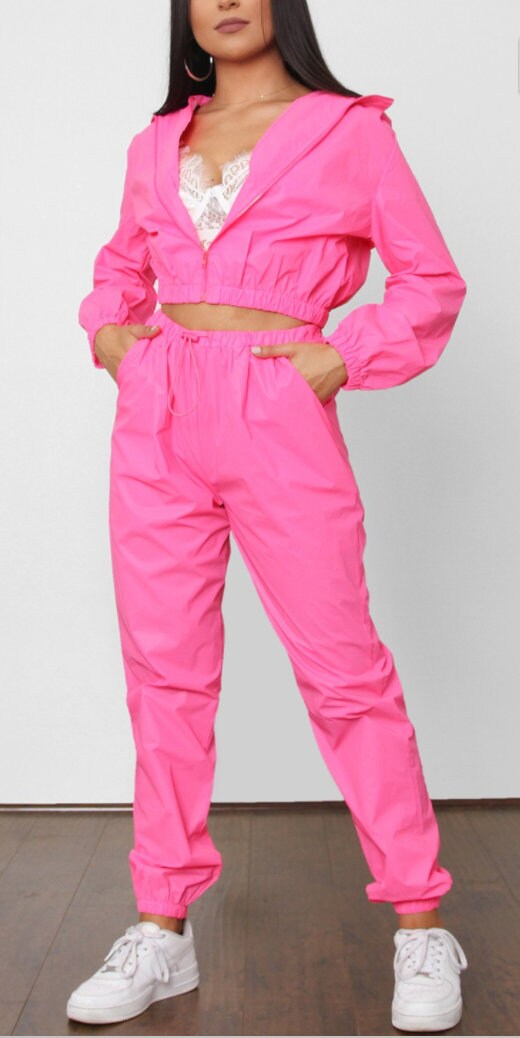 Neon Pink Windbreaker Jacket and Pant 