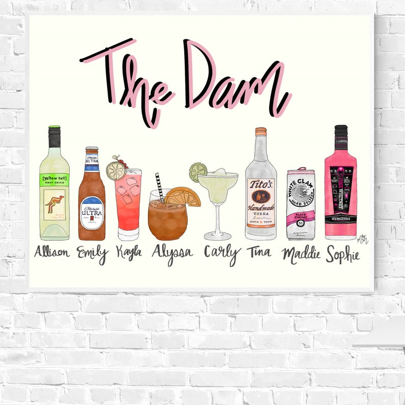 Personalized Drink Print 1-4 drinks Custom Cocktail Print | Etsy