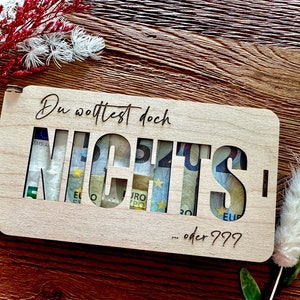 Geldgeschenk, Geldkarte, Geburtstag, Hochzeit, Holz, Wunscherfüller