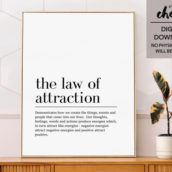 Digital Law of Attraction Definition Print, Manifestation Wall Art, Spiritual Printable, Law Of Attraction Poster, Affirmation Poster