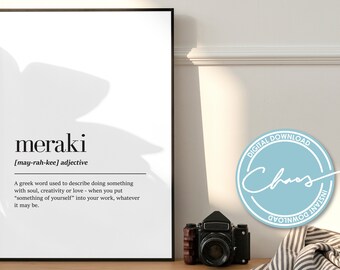 Digital Meraki Definition Print, Meraki Definition, Greek Definition Wall Art, Minimalism, Scandinavian Decor, Meraki Printable Art