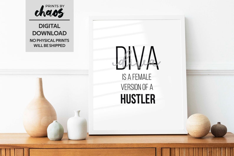 Song Lyrics Wall Art Home Decor Beyonce Wall Print DIVA is a Female version of a Hustler Digital Print