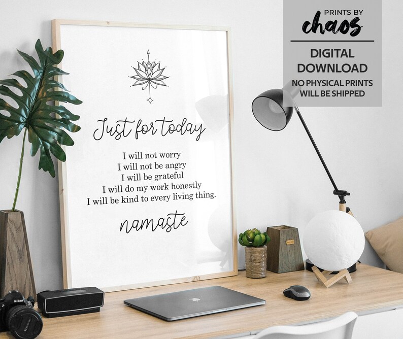 Reiki Principles Art Printable // Just for Today Wall Art // Etsy