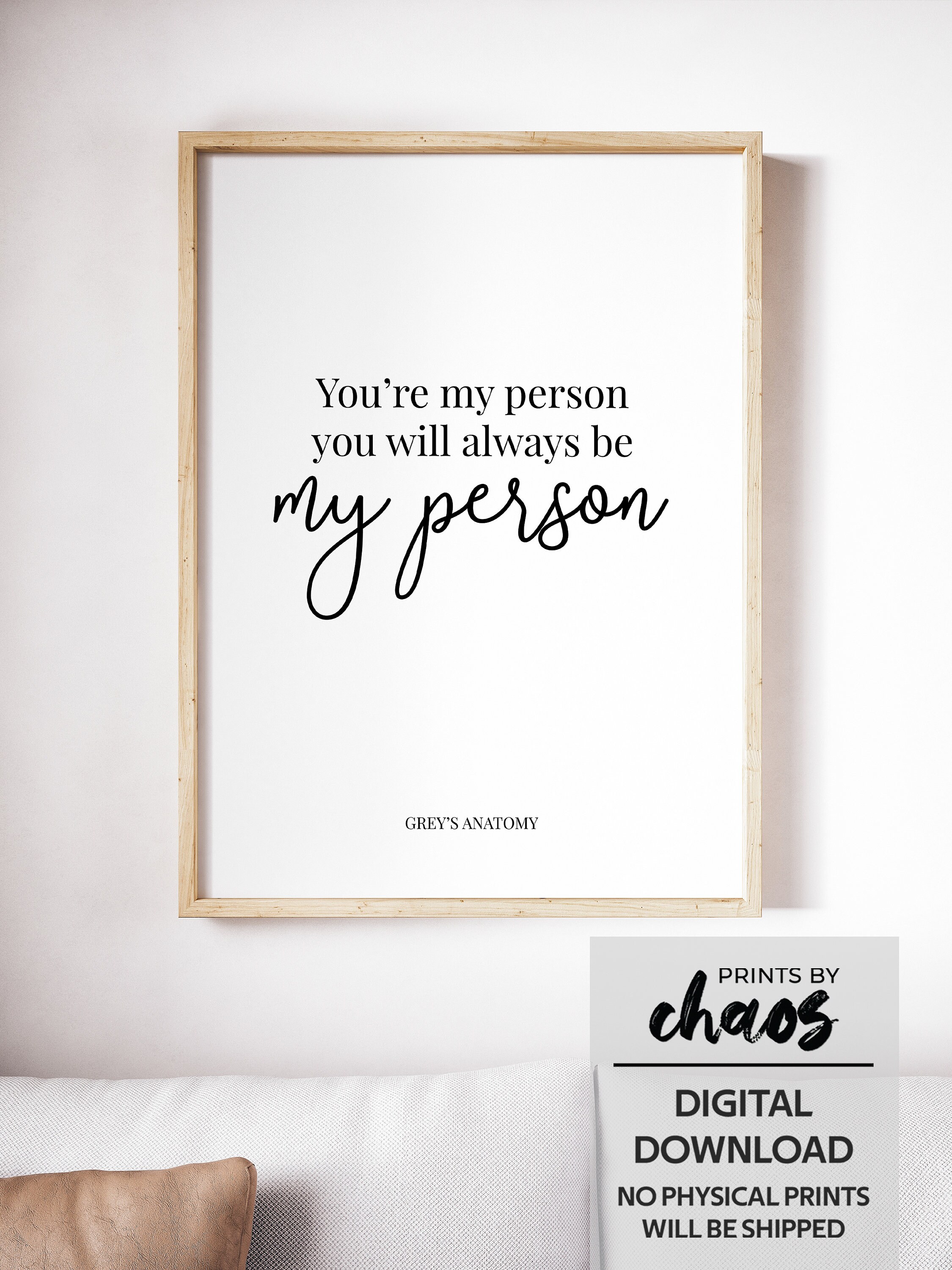 Grey's Anatomy Print - "you're My Person, You Will Always Be My Person ...