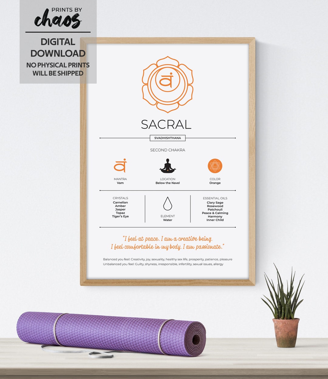 Chakra Wall Art // Sacral Chakra Art // Yoga Wall Decor // Yoga Gifts ...