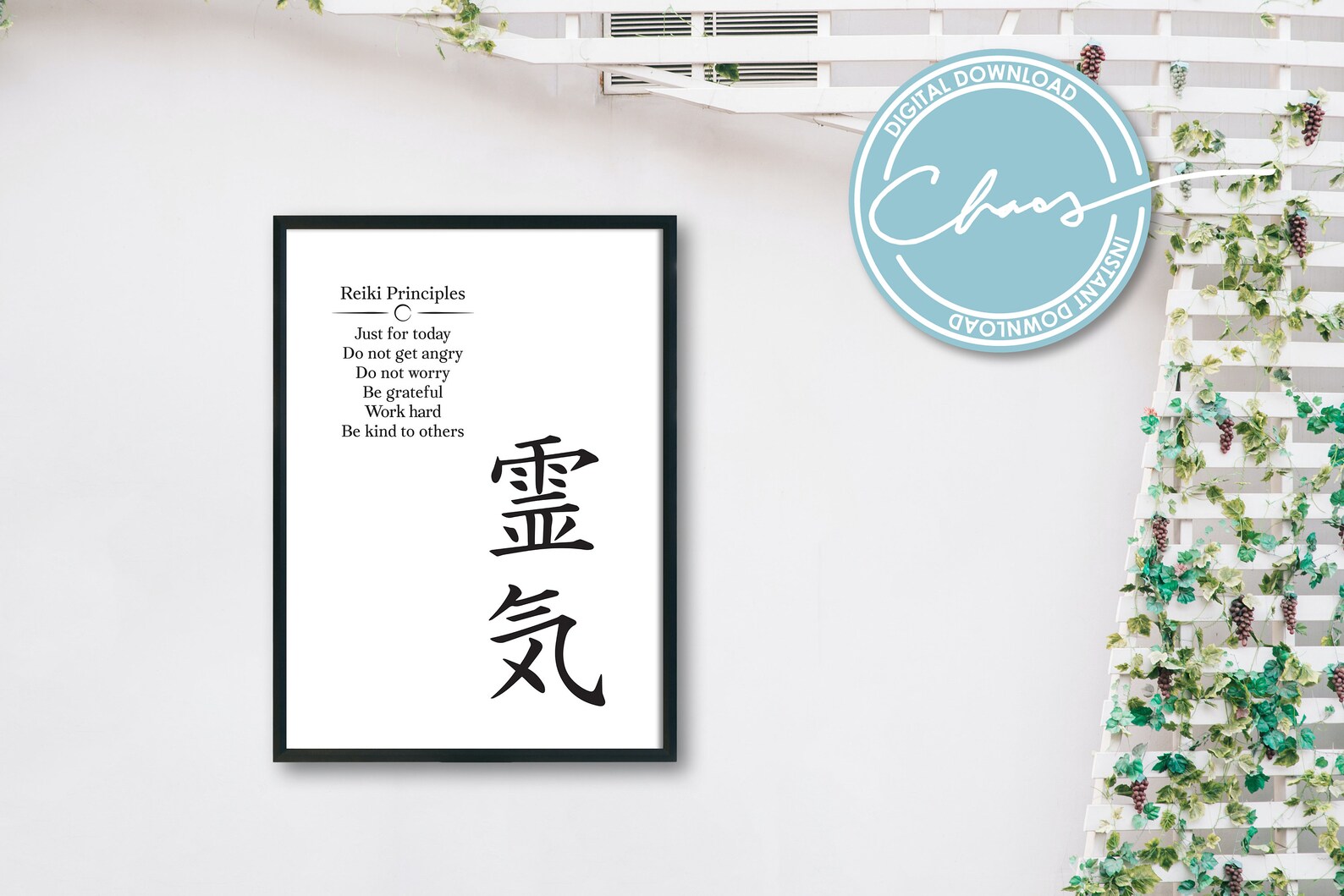 Reiki Principles Art Printable // Just for Today Wall Art // Reiki ...