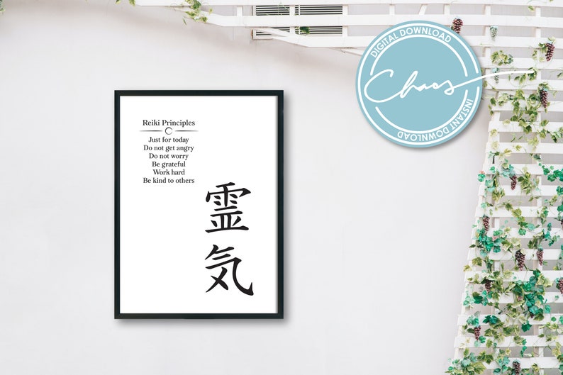 Reiki Principles Art Printable // Just for Today Wall Art // Reiki ...