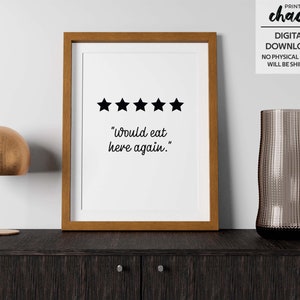Would eat here again Digital Print - Kitchen Wall Art - Farmhouse Kitchen Print - Dining Room Wall Art - Gift for Cooks - Funny Kitchen