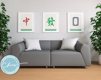 MAHJONG Wand Kunst Digitaldruck // Ehre Fliesen Kunst // Asiatische Wand Dekor // Mahjong Geschenke // Lucky Art // Brettspiel Geschenke