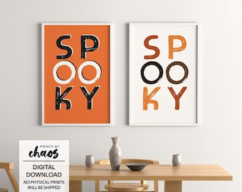 SPOOKY Halloween Wall Art, Decoración del hogar de Halloween, Póster tipo Halloween, Fiesta de Halloween, Arte de pared de otoño, Impresión Boho / Descarga instantánea