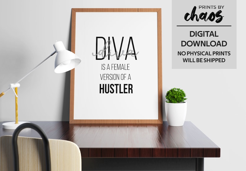 Song Lyrics Wall Art Home Decor Beyonce Wall Print DIVA is a Female version of a Hustler Digital Print