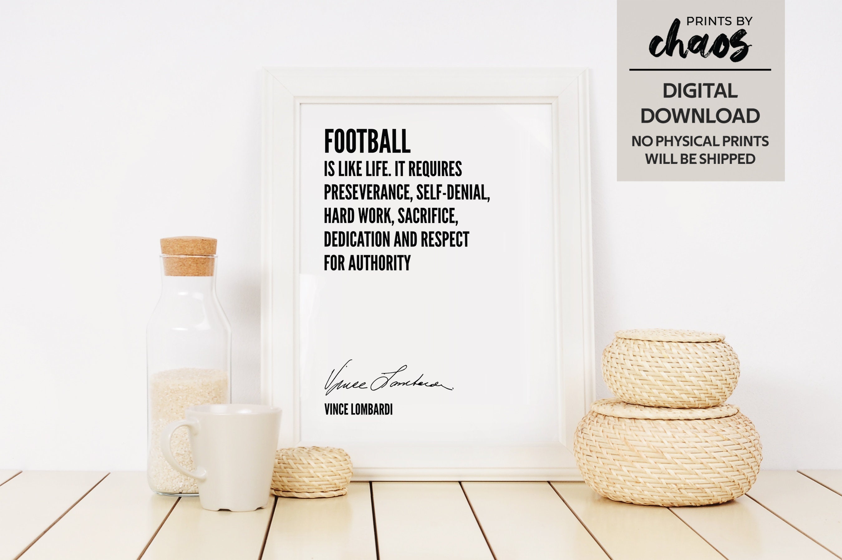 Fußball ist wie das Leben... Vince Lombardi Zitat Sport Etsy