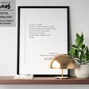 Digital &quot;Decide&quot; - Meredith Grey Quote, Cristina Yang Quote, Grey&#39;s Anatomy Gifts, TV show Printable Wall Art, Motivational Prints