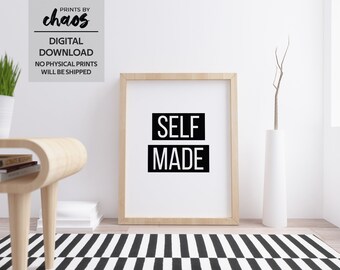 Download digital feito por você mesmo - Arte de parede de empreendedor - Impressão de proprietário de pequena empresa - Decoração de escritório - Impressão de arte motivacional - Pôster de tipografia