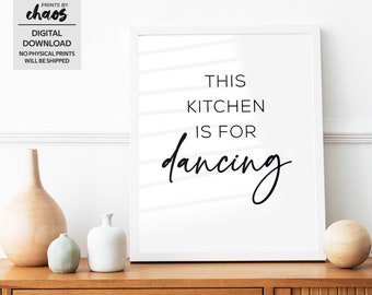 This Kitchen Is For Dancing Digital Print - Kitchen Wall Art - Kitchen Drinks Wall Art - Dining Room Wall Art - Dancing Lovers Print