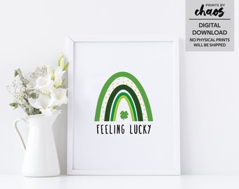 Regenbogen-Feeling Glück druckbare Wandkunst - viel Glück Geschenk - irische Geschenke - Kindergarten Wandkunst - St. Patricks Day Wandkunst - irische Druckkunst