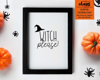 Häxa, snälla, Halloween-väggkonst, Halloween-heminredning, Halloween-poster, Halloween-citat, rolig Halloween | Direktnedladdning
