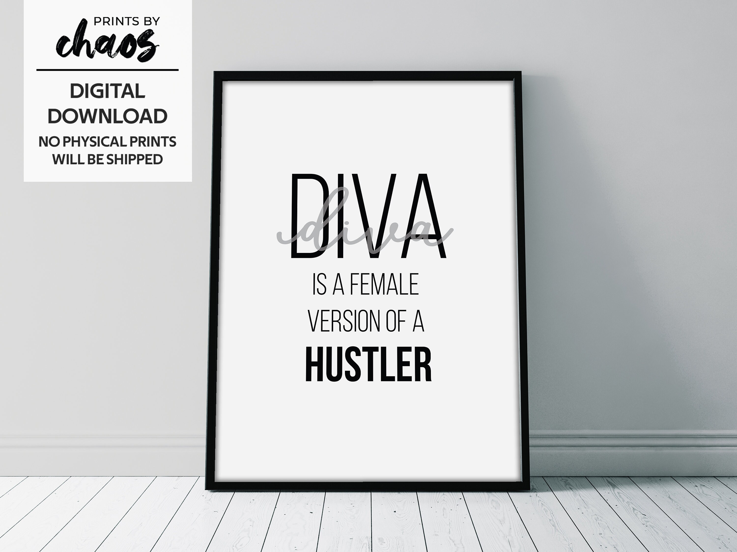 fordrejer cerebrum lol DIVA is a Female Version of a Hustler Digital Print Wall | Etsy