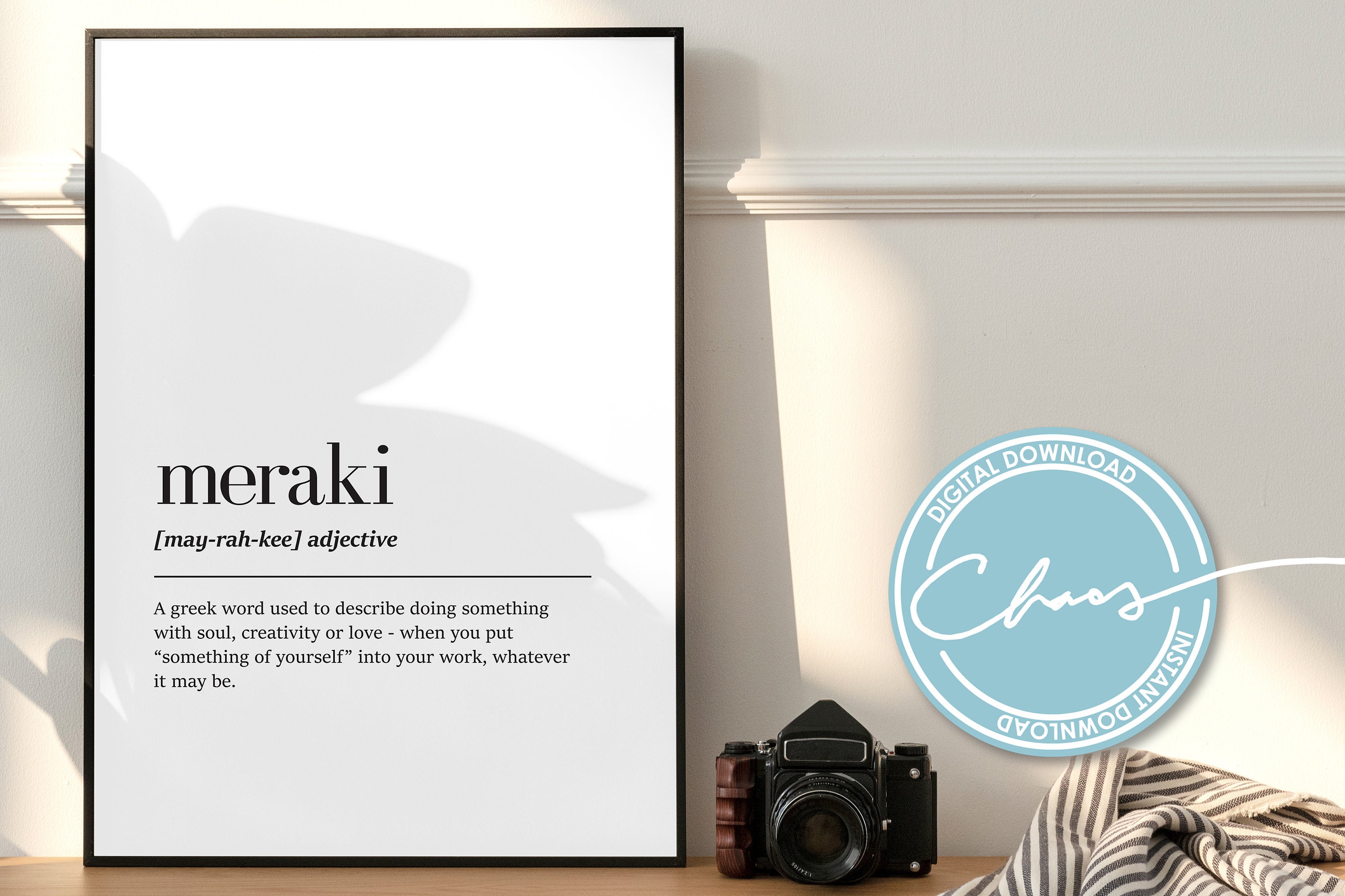 Digital Meraki Definition Print, Meraki Definition, Greek Definition