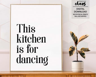 This Kitchen Is For Dancing Digital Print - Kitchen Wall Art - Kitchen Drinks Wall Art - Dining Room Wall Art - Dancing Lovers Print