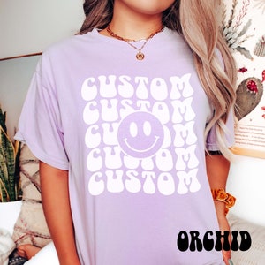 Custom Retro Comfort Colors TShirt, Personalized Trendy Crewneck Custom Design Groovy Tee Personalized Text Matching Family Your Design Here