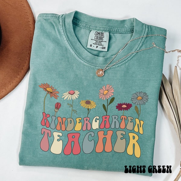 Wildflower Kindergarten Teacher Shirt, Kinder Teacher TShirt, Floral Gift for Teacher,Cute Teacher Tee,Groovy Teacher Shirt,Retro Flower Tee